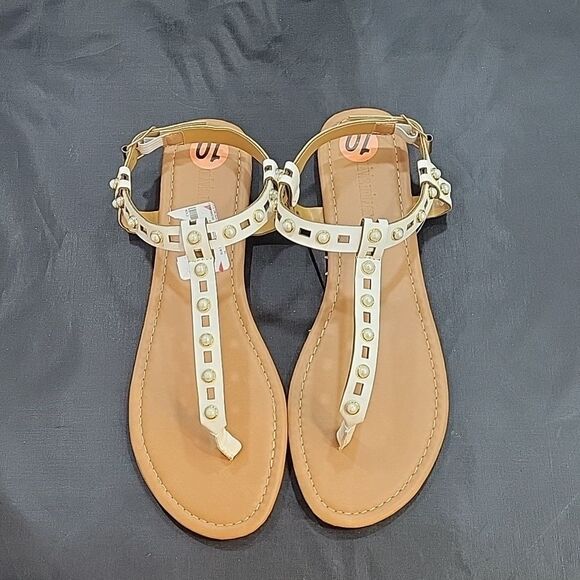 BRAND NEW OLIVIA MILLER STUDDED T STRAP ADJUSTABLE BUCKLE ANKLE STRAP SANDAL - Picture 3 of 12